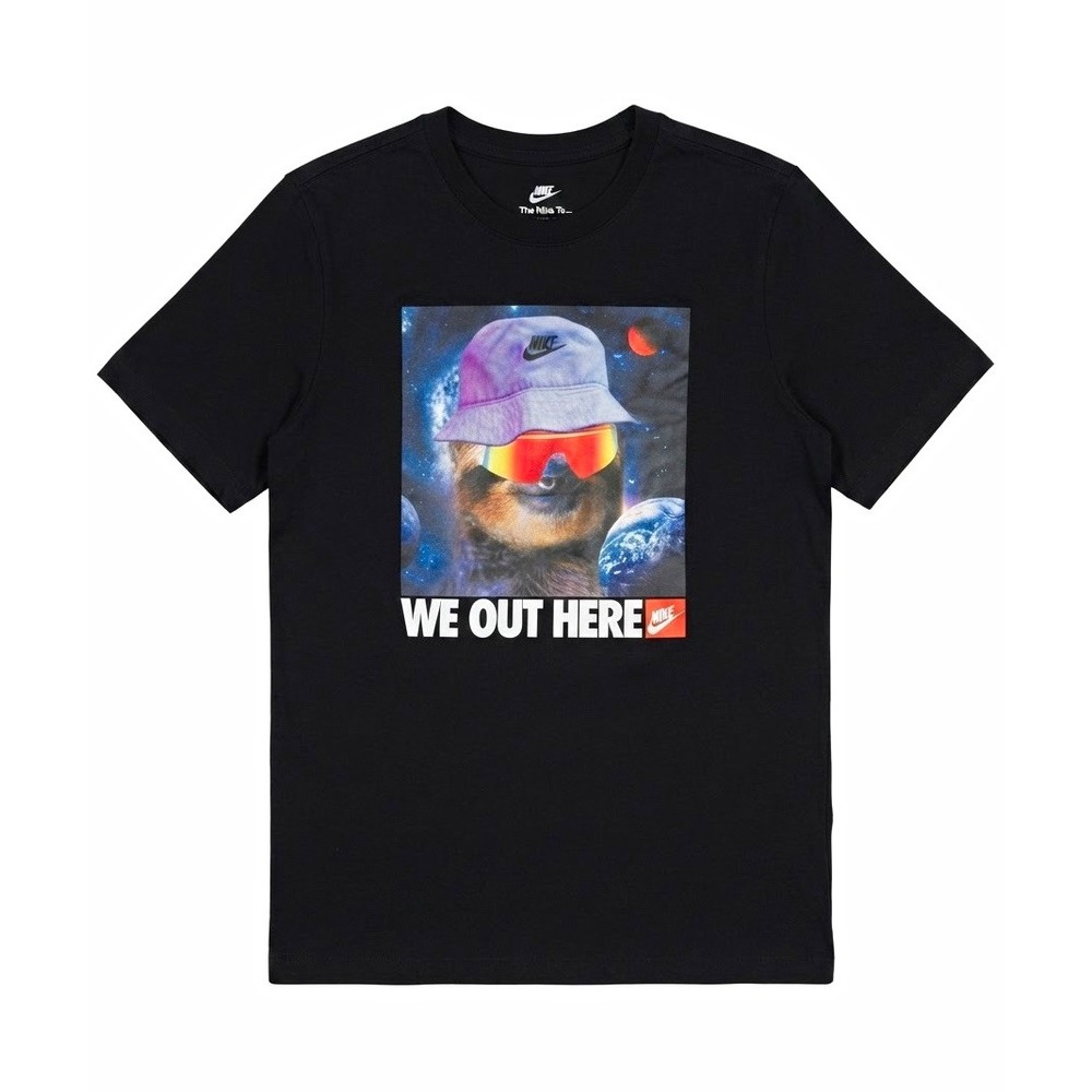 Nike The Nike Tee Black Sloth Space Graphic Print Crew Neck T-Shirt Mens S